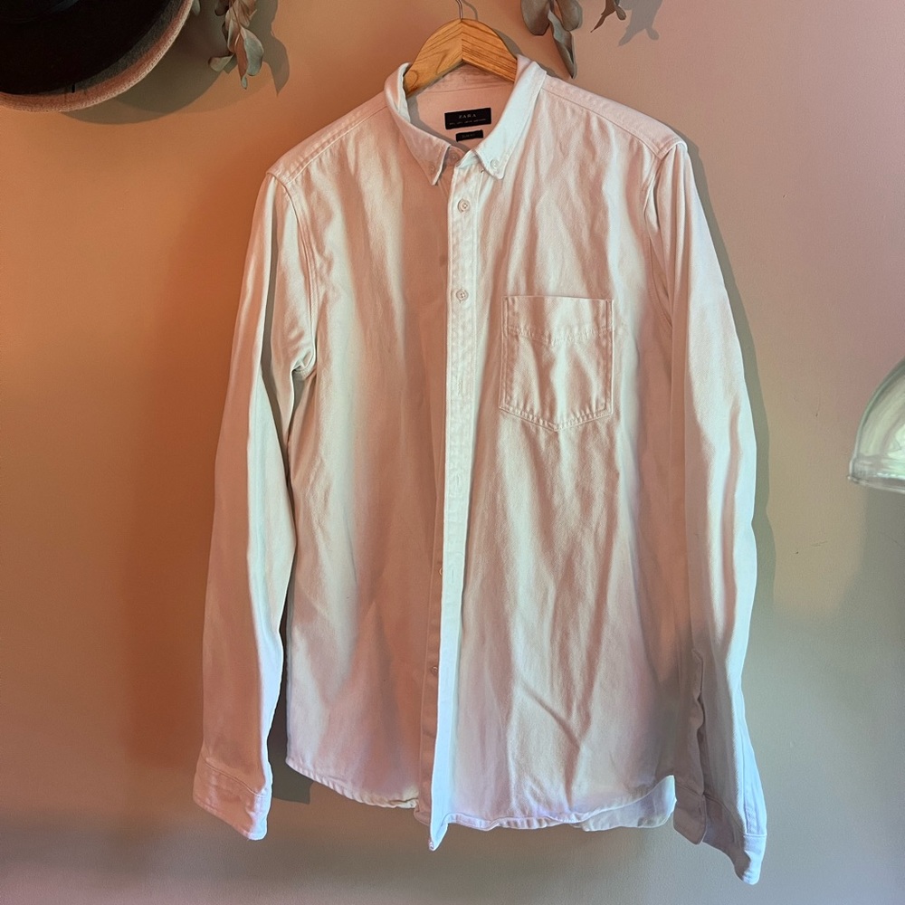 ZARA slim fit mens white button up